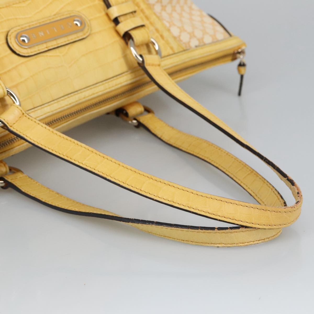 CELINE Macadam Canvas Shoulder Bag Yellow Auth 97826