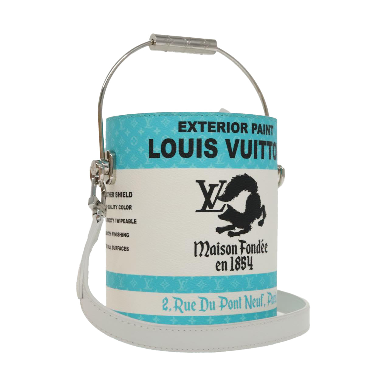 LOUIS VUITTON Monogram Painted Can Hand Bag PVC 2way Blue M81597 LV Auth 97849SM