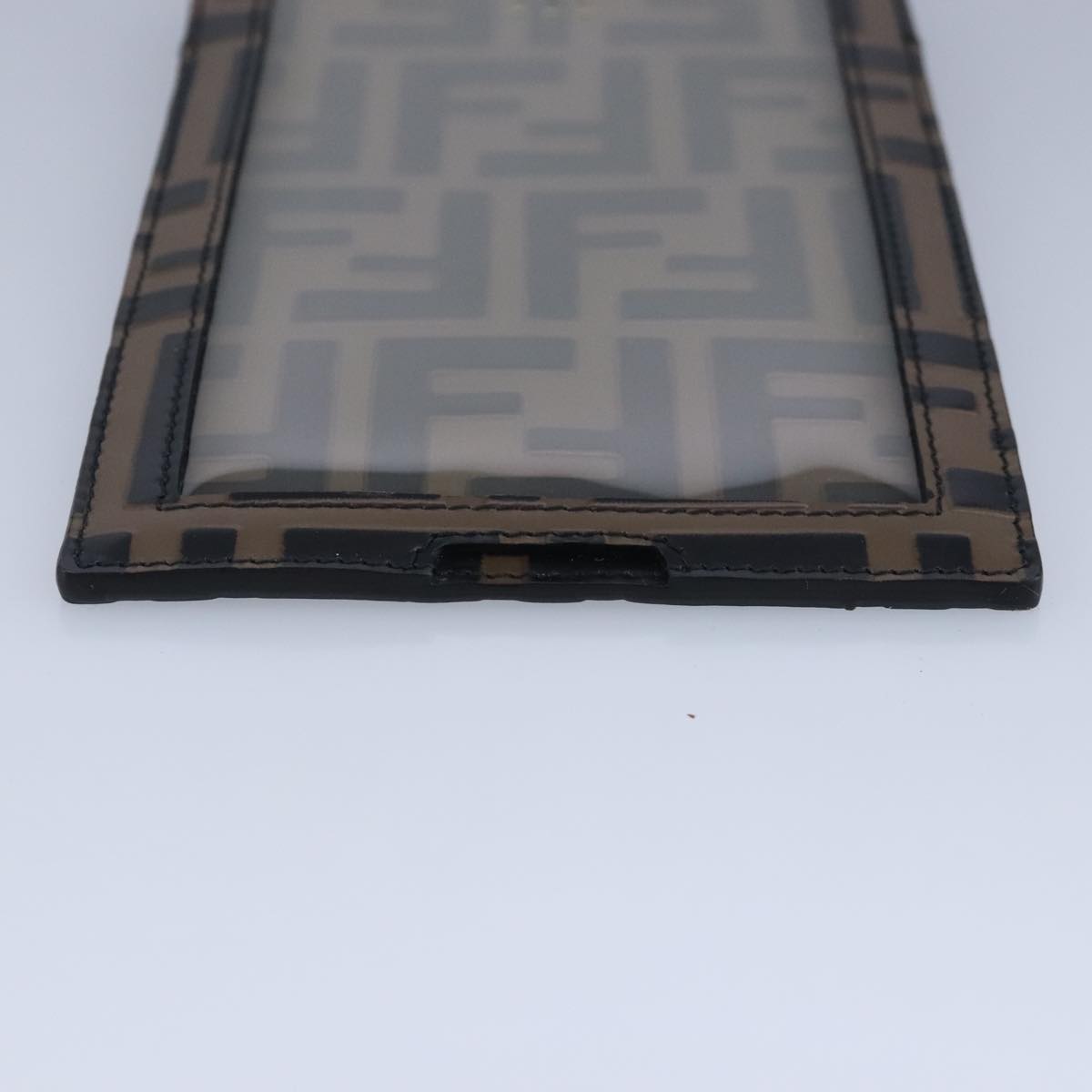 FENDI Zucca Canvas Smartphone Holder Brown Black Silver 7AR737 A5TL Auth 97888V
