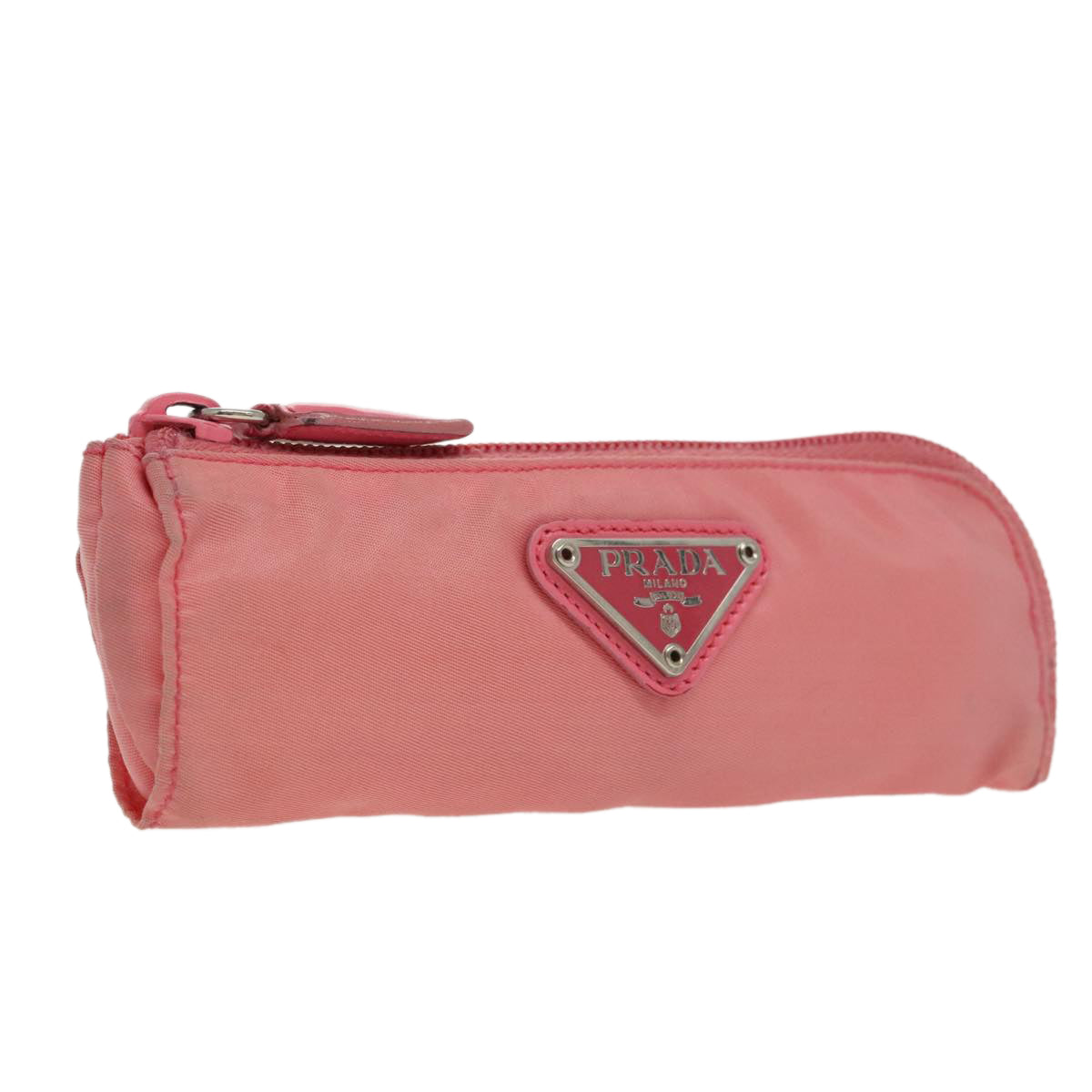 PRADA Pouch Nylon Pink Silver Auth 97898