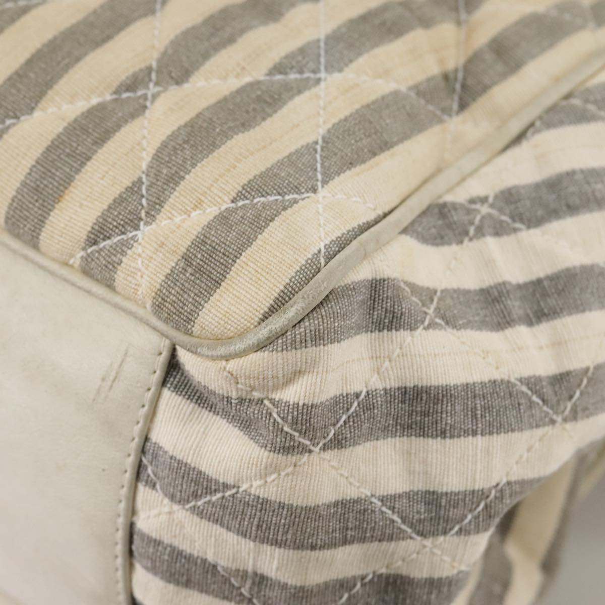 CHANEL Matelasse Big COCO Mark Chain Shoulder Bag Canvas Gray Gold CC Auth 97974