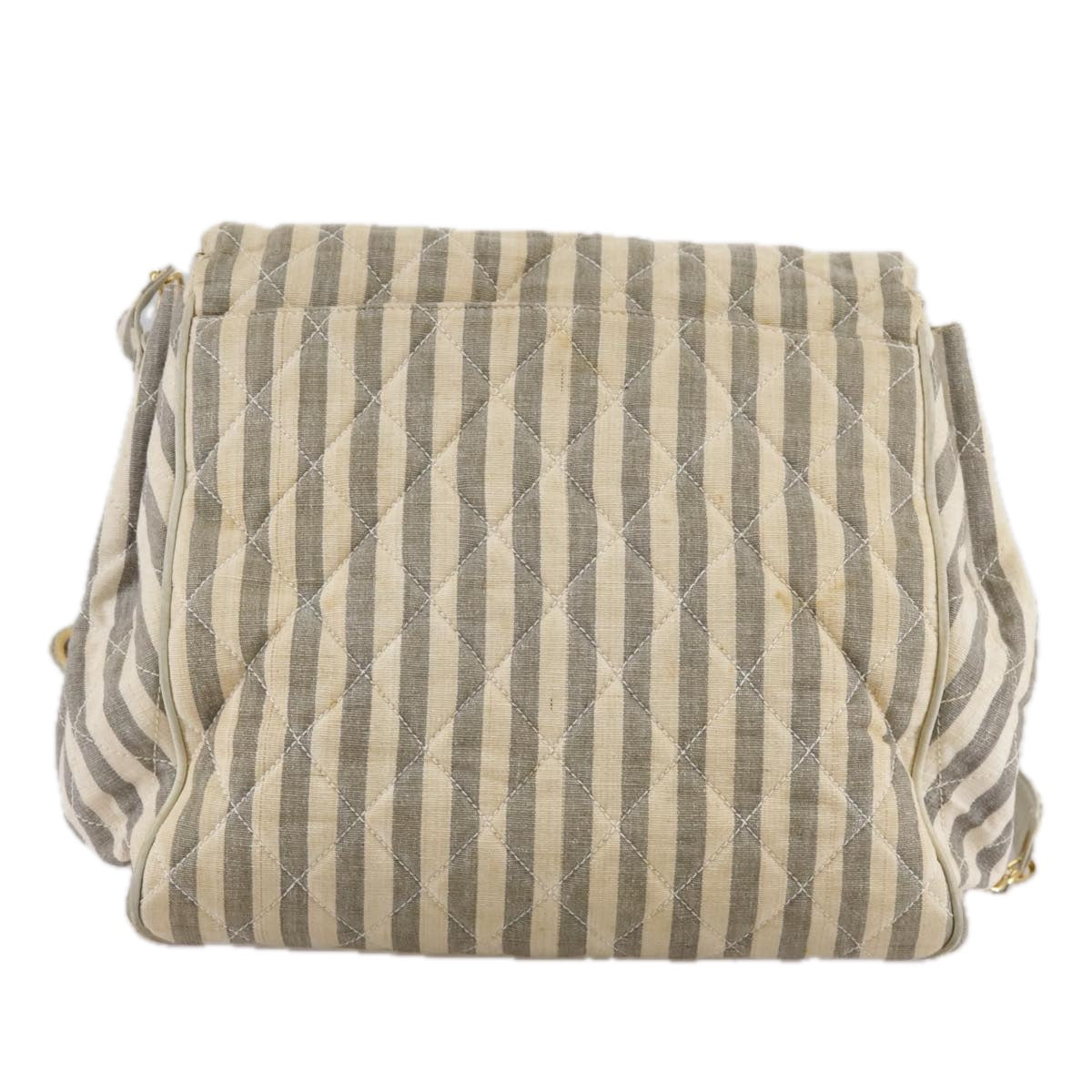 CHANEL Matelasse Big COCO Mark Chain Shoulder Bag Canvas Gray Gold CC Auth 97974