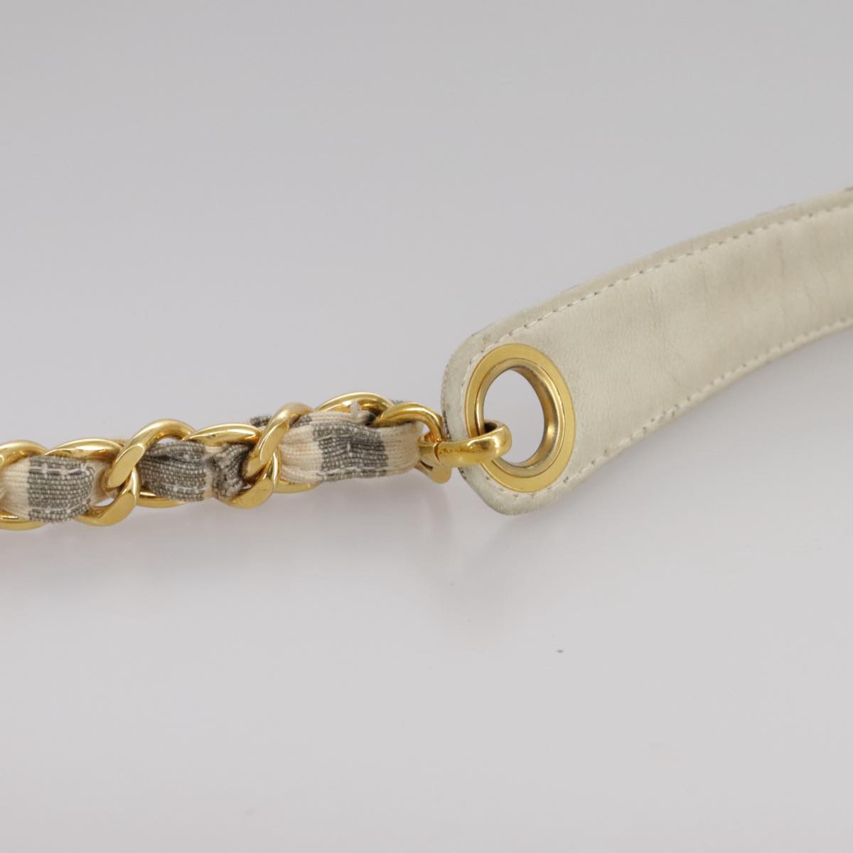 CHANEL Matelasse Big COCO Mark Chain Shoulder Bag Canvas Gray Gold CC Auth 97974