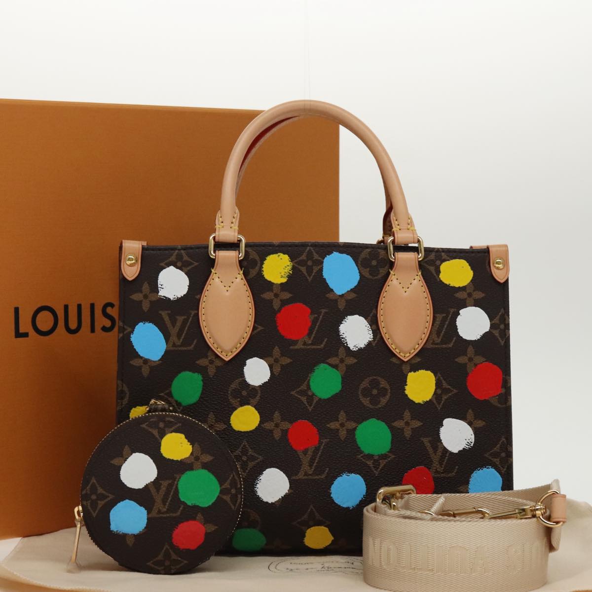 LOUIS VUITTON Monogram Yayoi Kusama On The Go PM Hand Bag M46380 LV Auth 98061SM