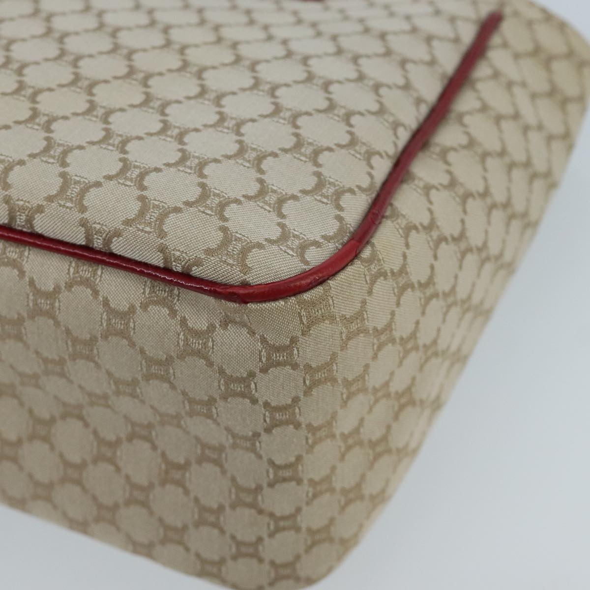 CELINE Macadam Canvas Hand Bag Beige Gold Auth 98068V