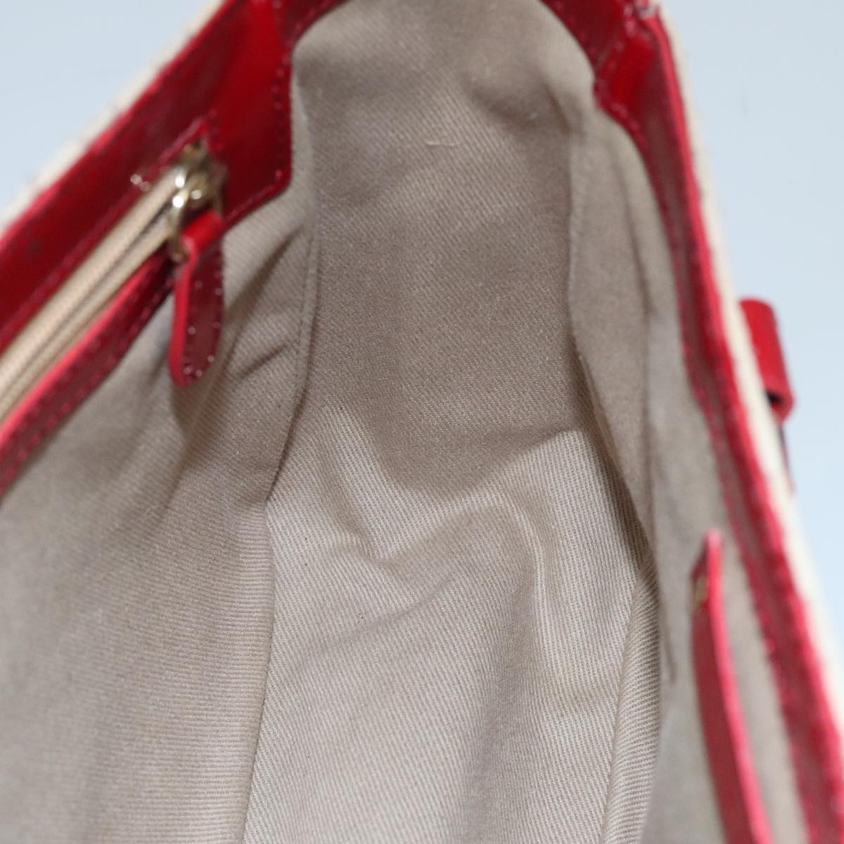 CELINE Macadam Canvas Hand Bag Beige Gold Auth 98068V