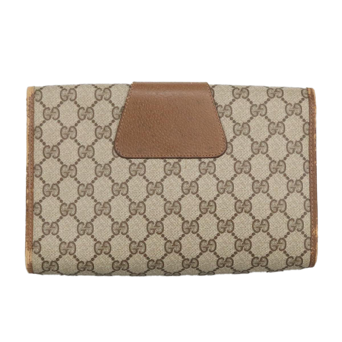 GUCCI GG Supreme Web Sherry Line Clutch Bag PVC Beige Red 89 01 030 Auth 98082