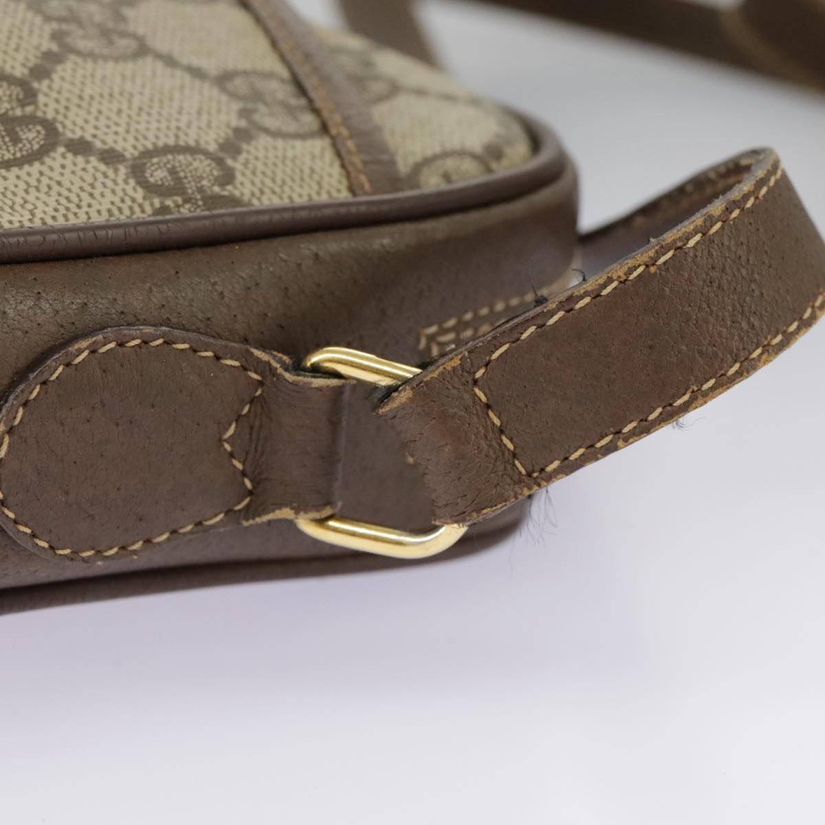 GUCCI GG Supreme Web Sherry Line Shoulder Bag PVC Beige 116 02 089 Auth 98084