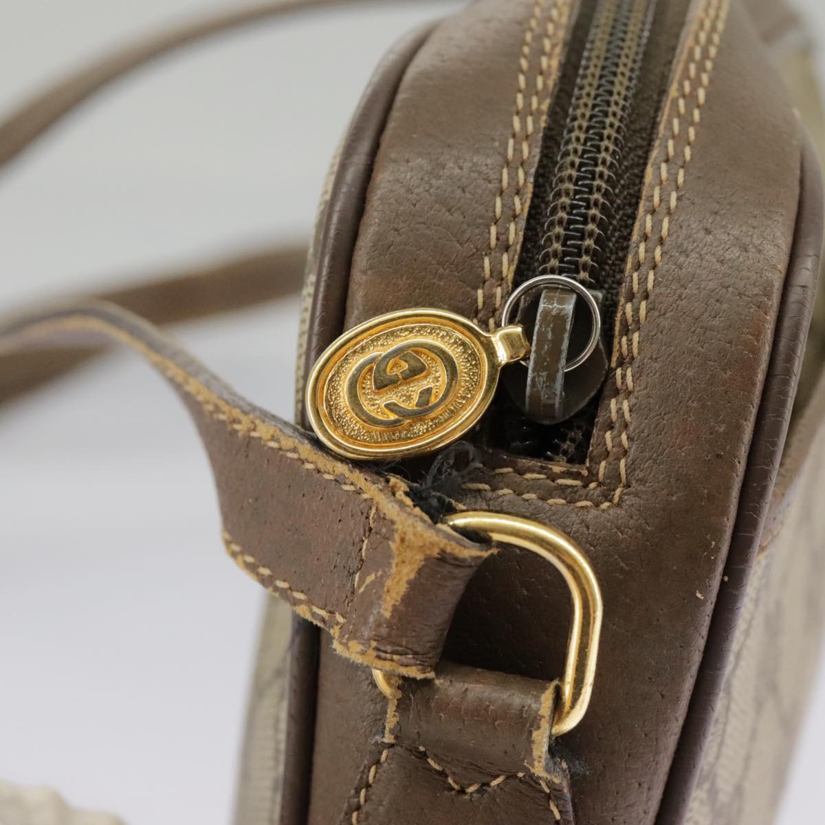 GUCCI GG Supreme Web Sherry Line Shoulder Bag PVC Beige 116 02 089 Auth 98084
