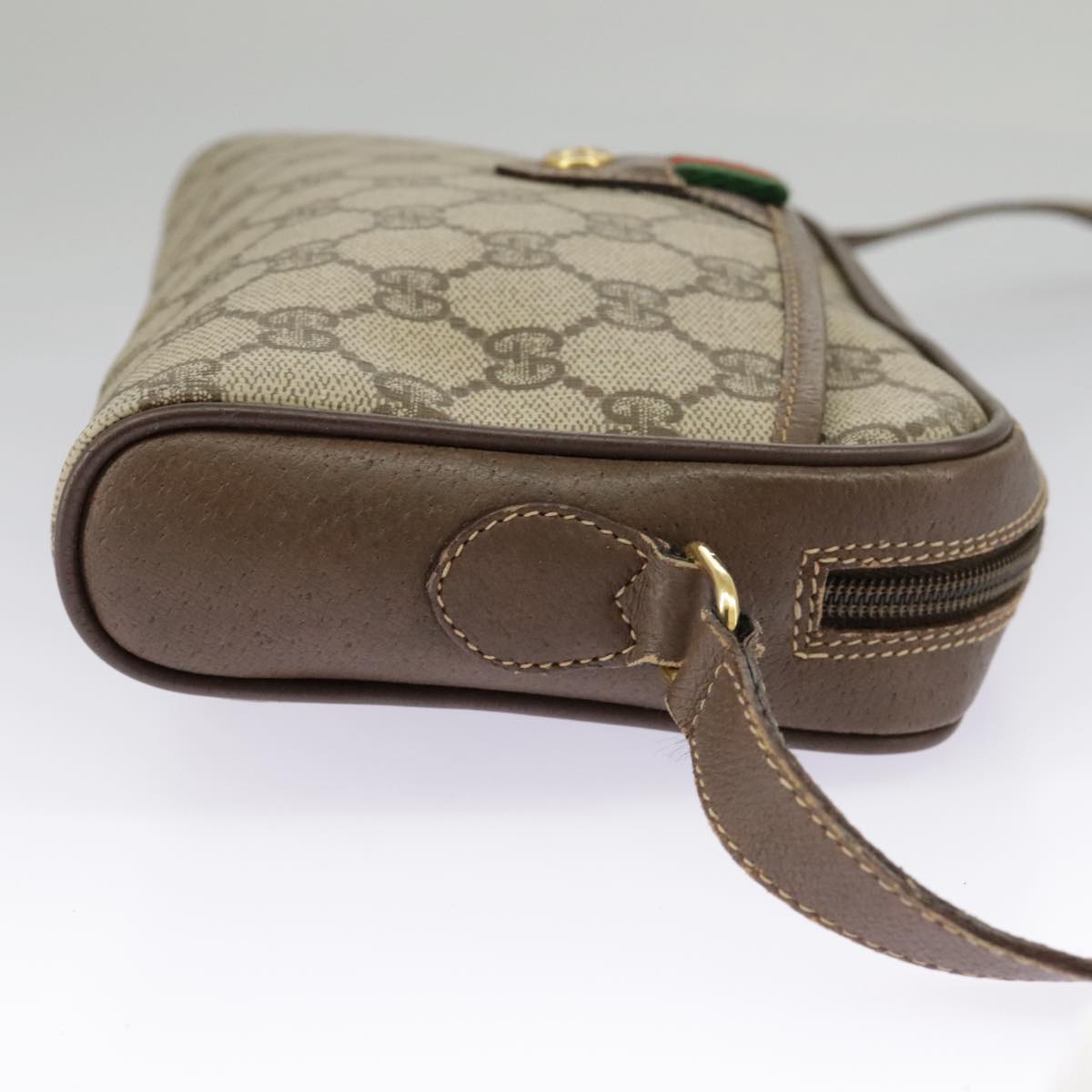 GUCCI GG Supreme Web Sherry Line Shoulder Bag PVC Beige 116 02 089 Auth 98084