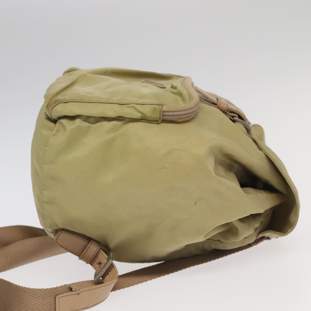 PRADA Backpack Nylon Khaki Silver Auth 98100