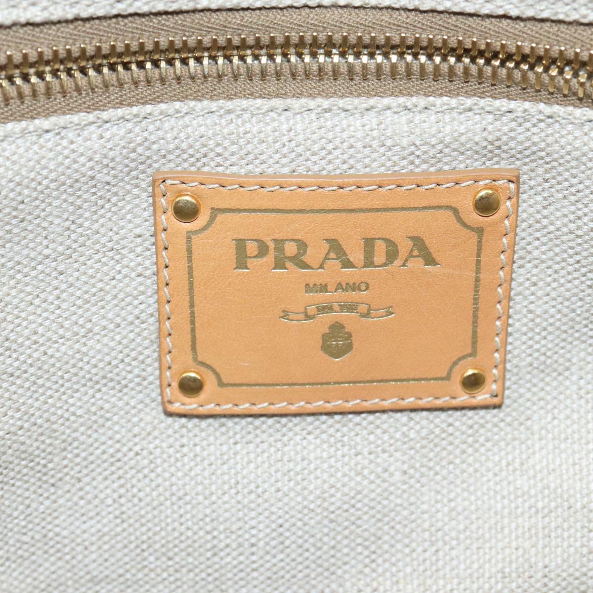 PRADA Canapa GM Hand Bag Canvas Black Orange gold Auth 98112V