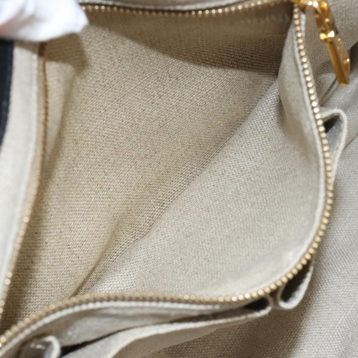 PRADA Canapa GM Hand Bag Canvas Black Orange gold Auth 98112V