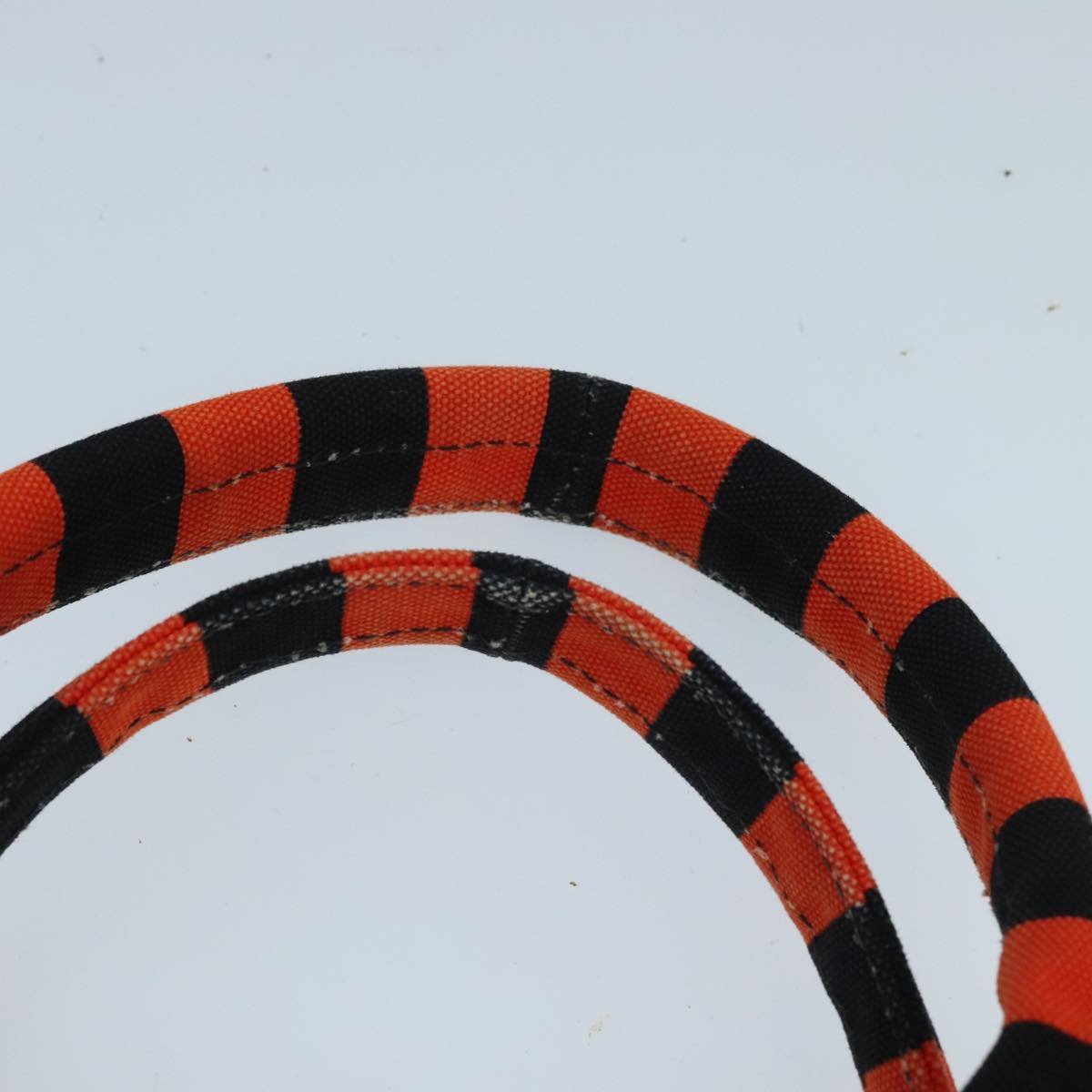 PRADA Canapa GM Hand Bag Canvas Black Orange gold Auth 98112V