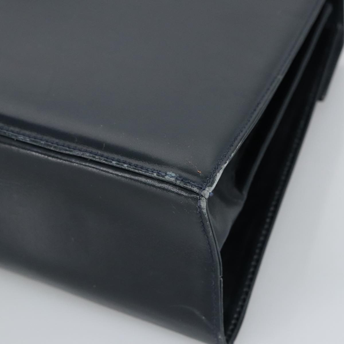 Salvatore Ferragamo Gancini Hand Bag Leather 2way Navy Gold Auth 98125