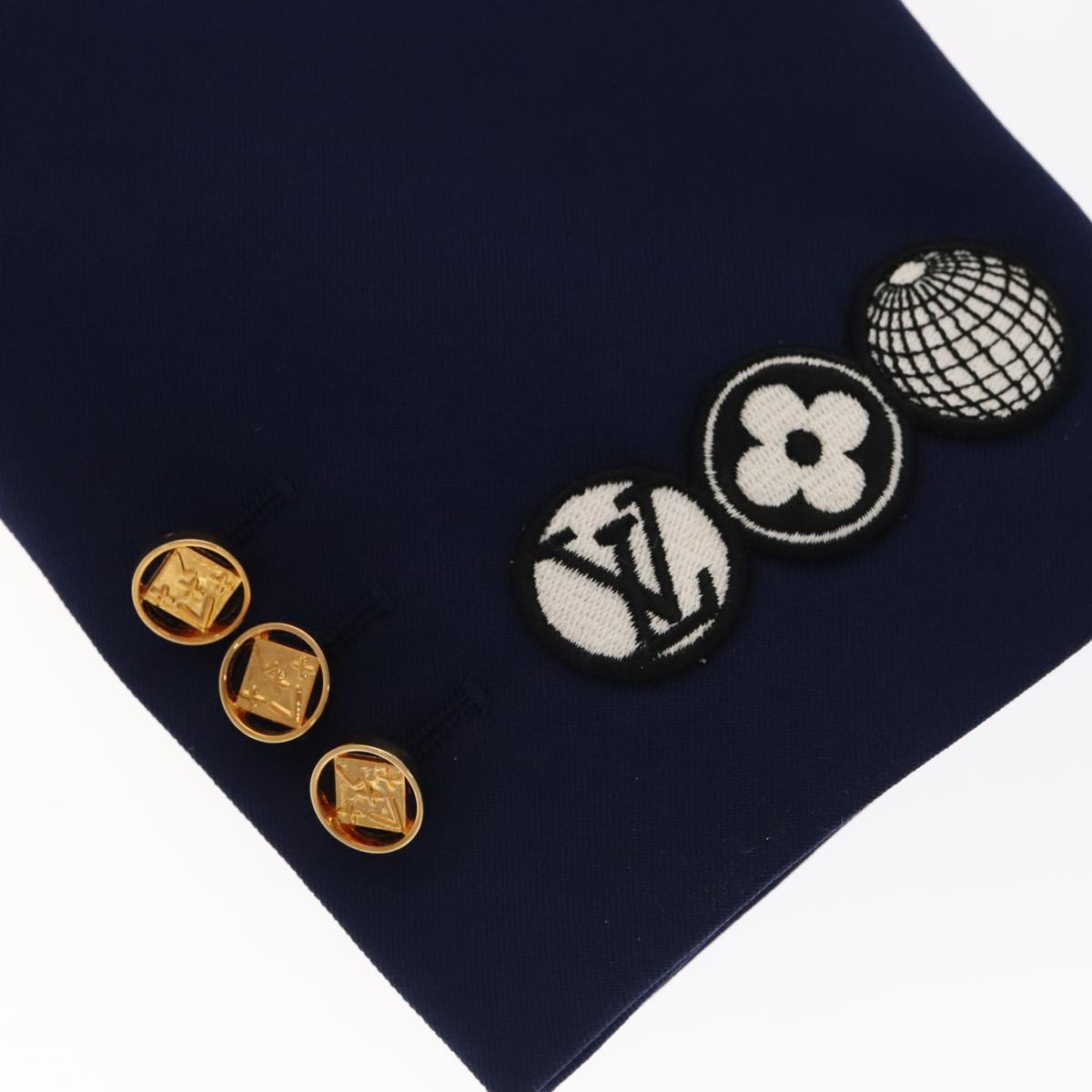 LOUIS VUITTON Blazer With Patch Jacket Polyester 38 Navy 1A63TC LV Auth 98177SM