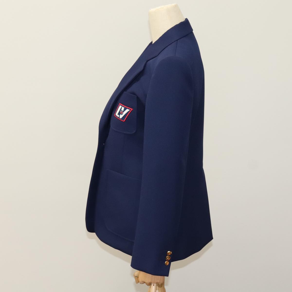 LOUIS VUITTON Blazer With Patch Jacket Polyester 38 Navy 1A63TC LV Auth 98177SM