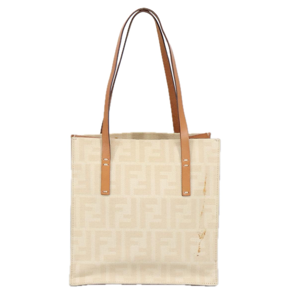 FENDI Zucca Canvas Tote Bag White Auth 98220