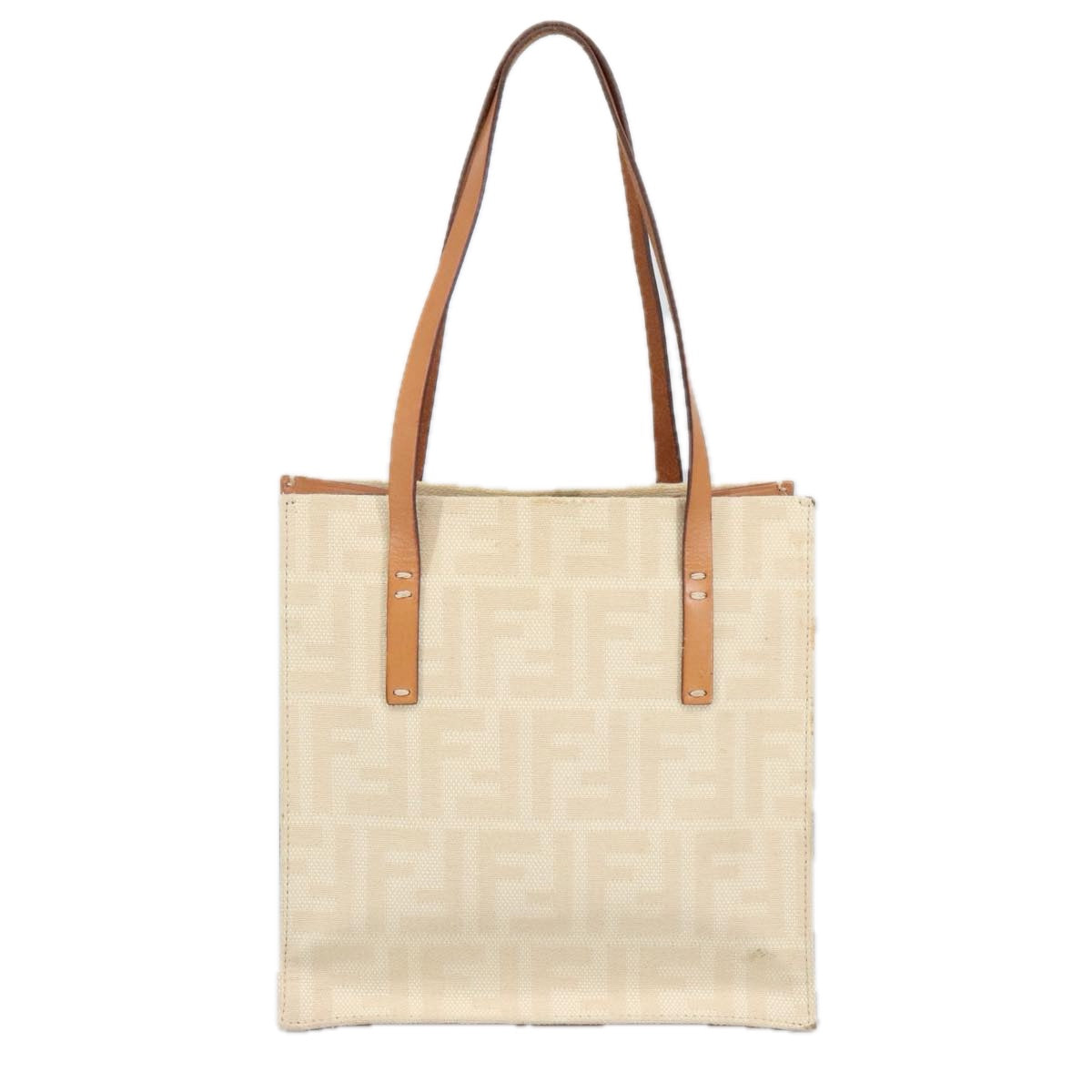 FENDI Zucca Canvas Tote Bag White Auth 98220