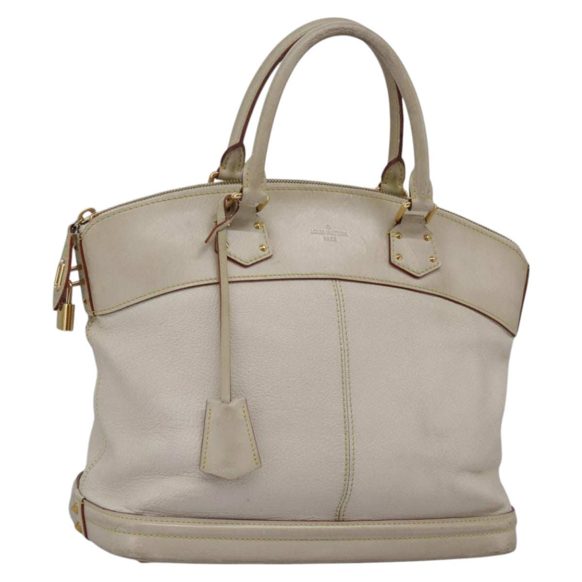 LOUIS VUITTON Suhari Lockit Hand Bag Leather White M91874 LV Auth 98231