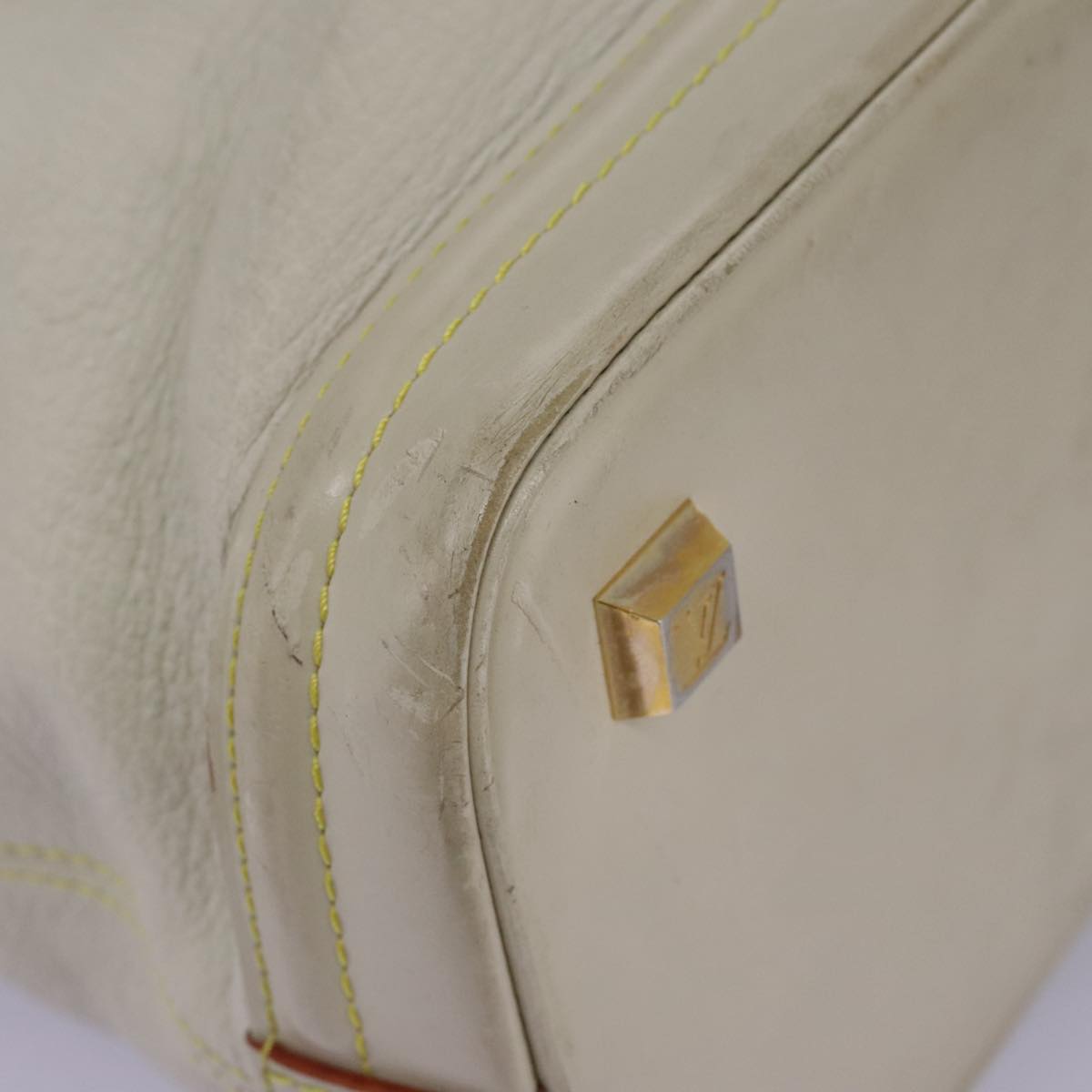 LOUIS VUITTON Suhari Lockit Hand Bag Leather White M91874 LV Auth 98231