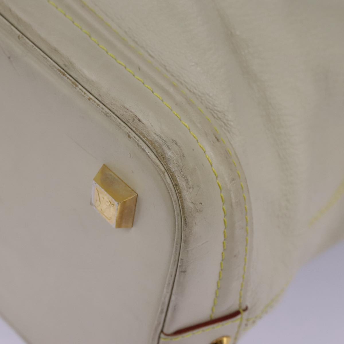 LOUIS VUITTON Suhari Lockit Hand Bag Leather White M91874 LV Auth 98231
