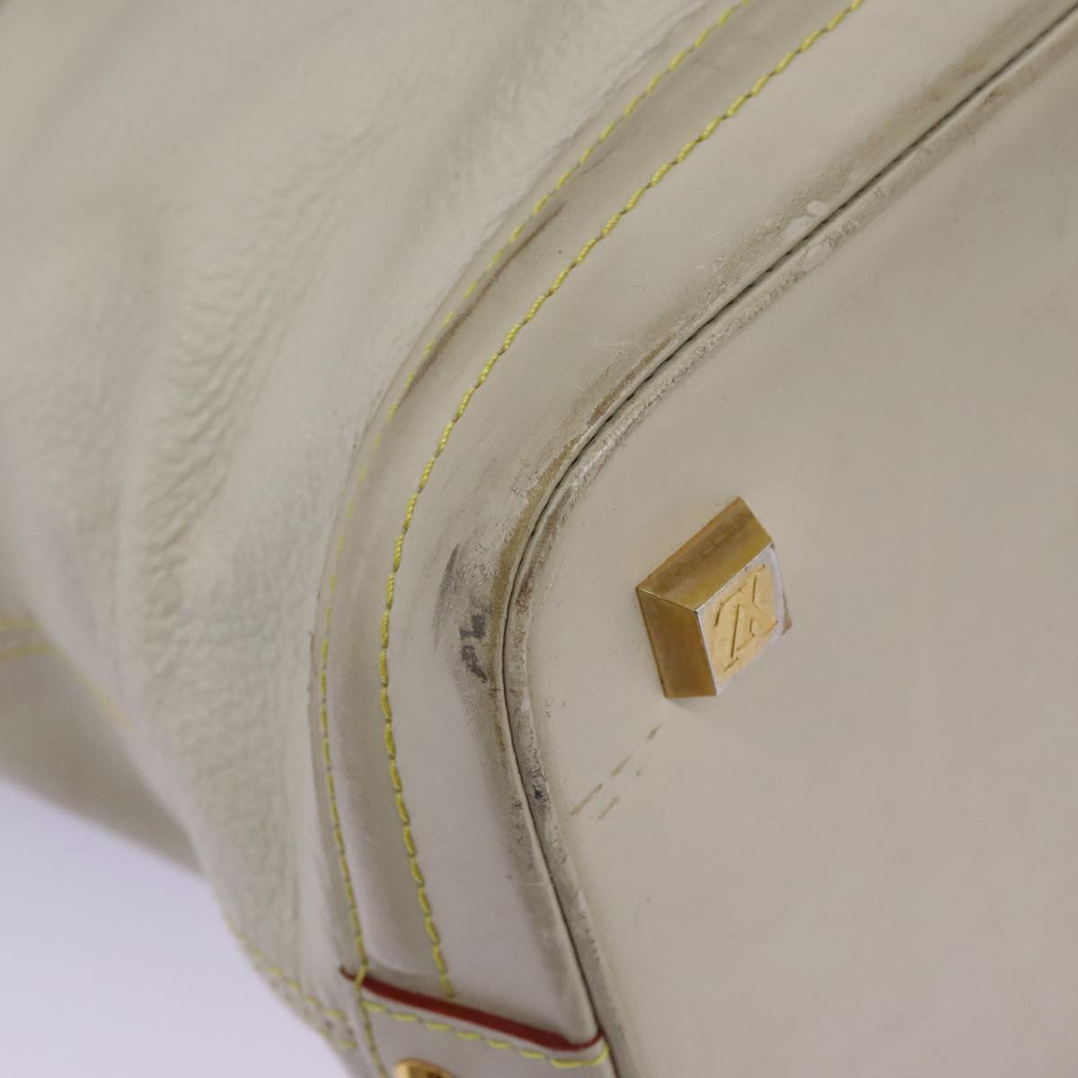 LOUIS VUITTON Suhari Lockit Hand Bag Leather White M91874 LV Auth 98231