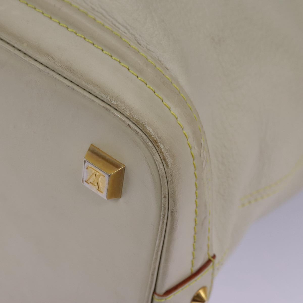 LOUIS VUITTON Suhari Lockit Hand Bag Leather White M91874 LV Auth 98231