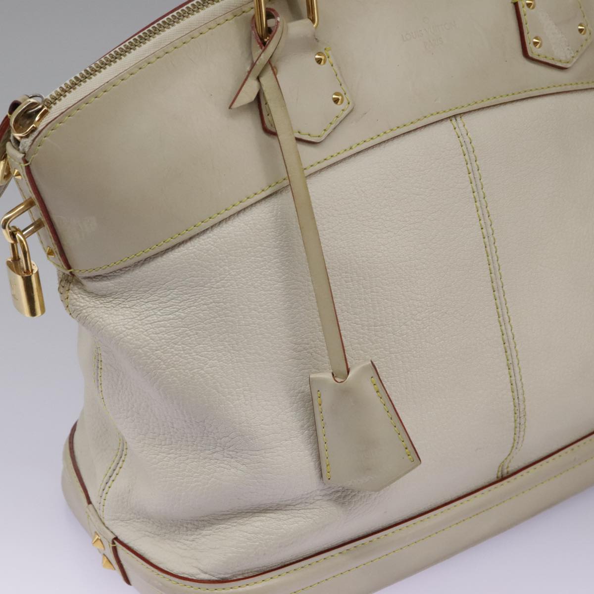 LOUIS VUITTON Suhari Lockit Hand Bag Leather White M91874 LV Auth 98231