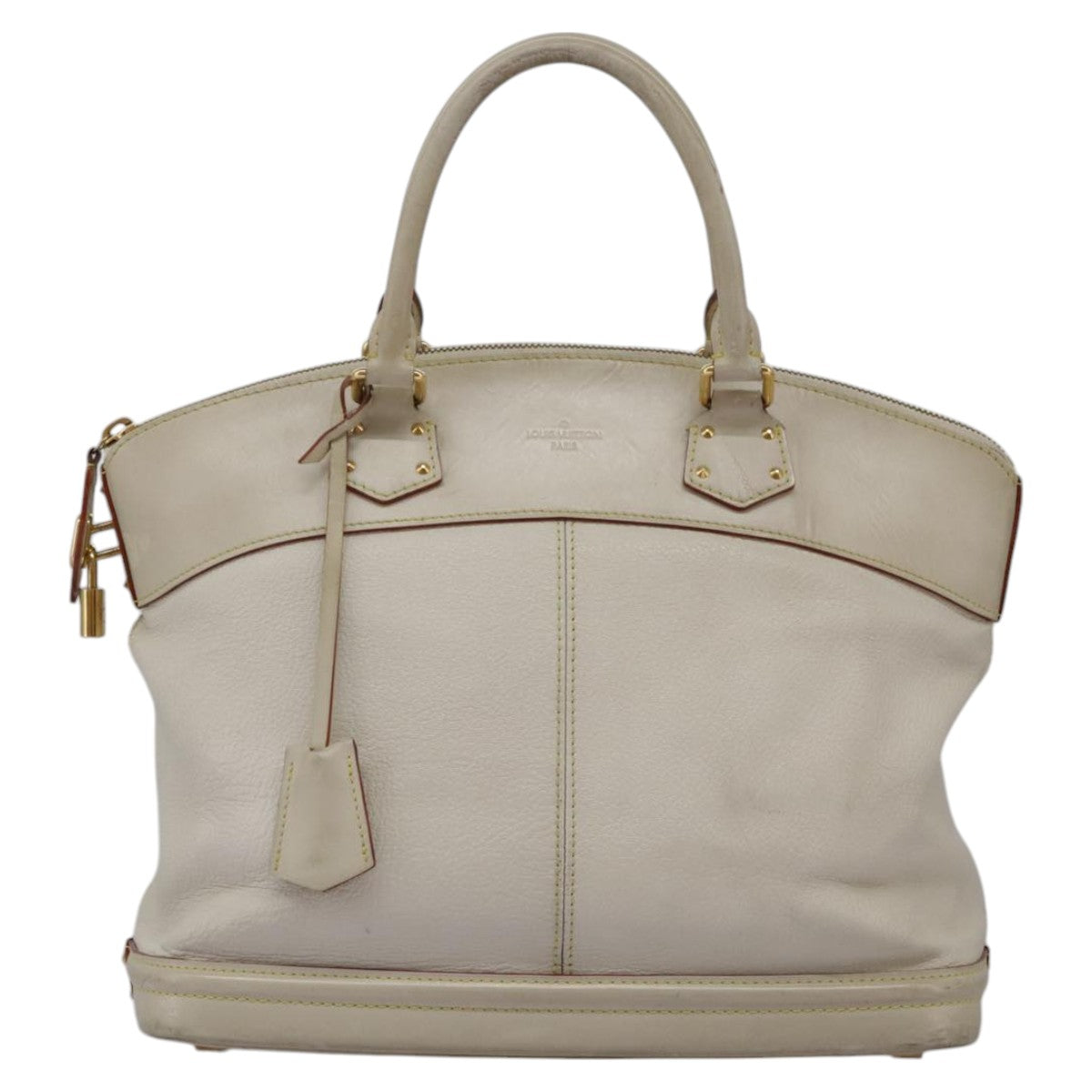 LOUIS VUITTON Suhari Lockit Hand Bag Leather White M91874 LV Auth 98231