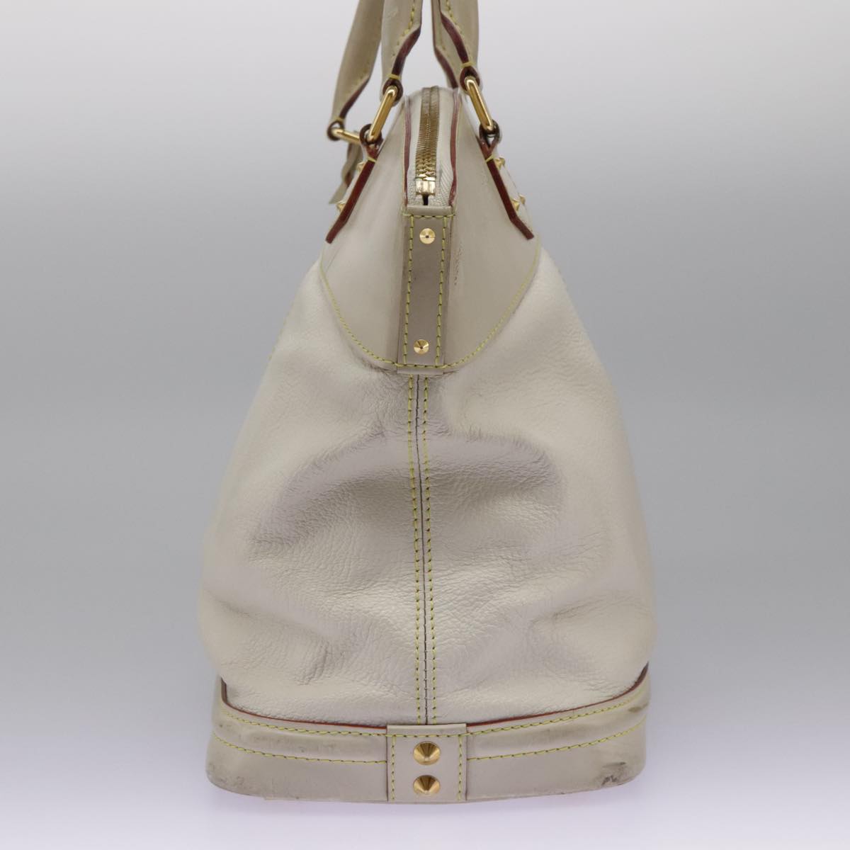 LOUIS VUITTON Suhari Lockit Hand Bag Leather White M91874 LV Auth 98231