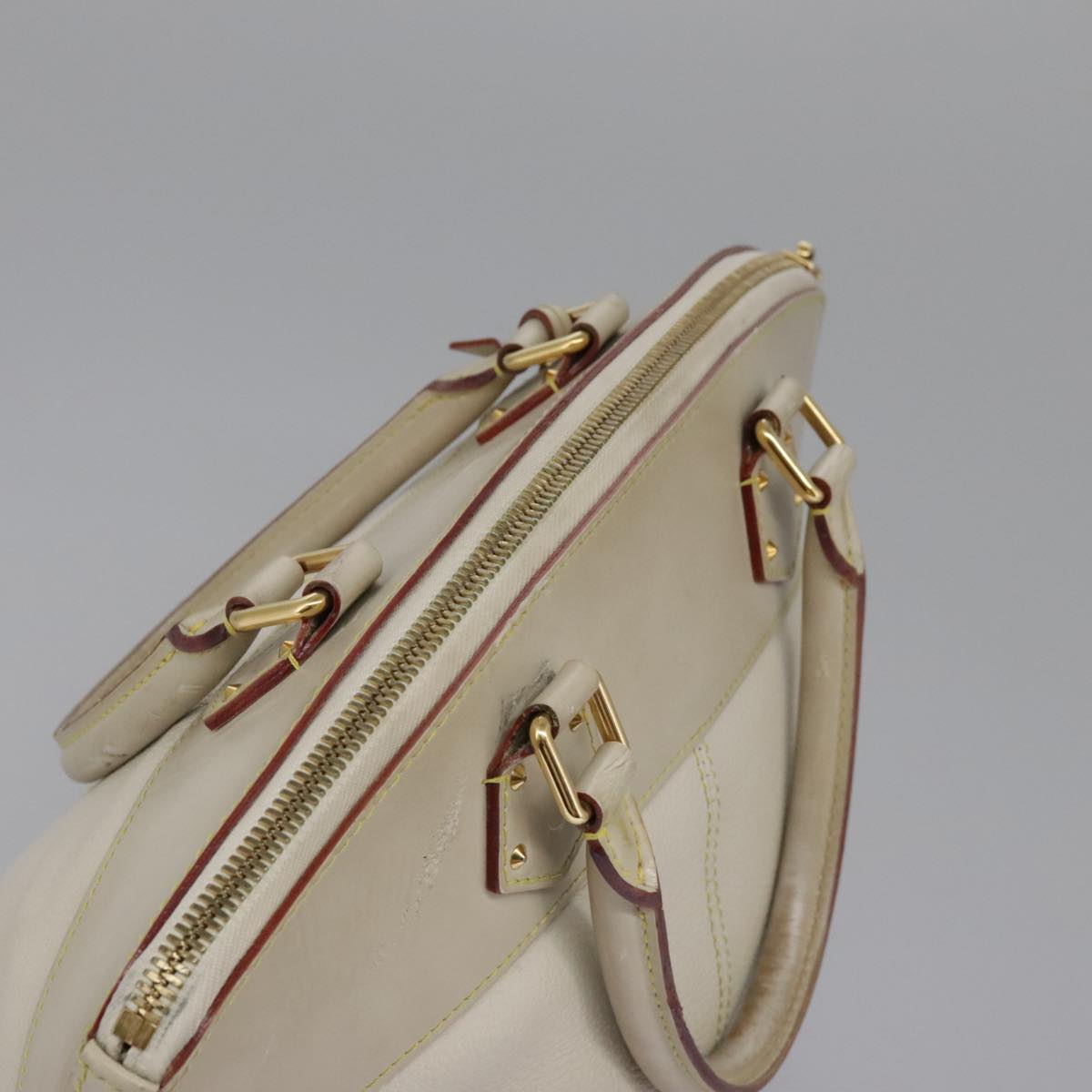LOUIS VUITTON Suhari Lockit Hand Bag Leather White M91874 LV Auth 98231