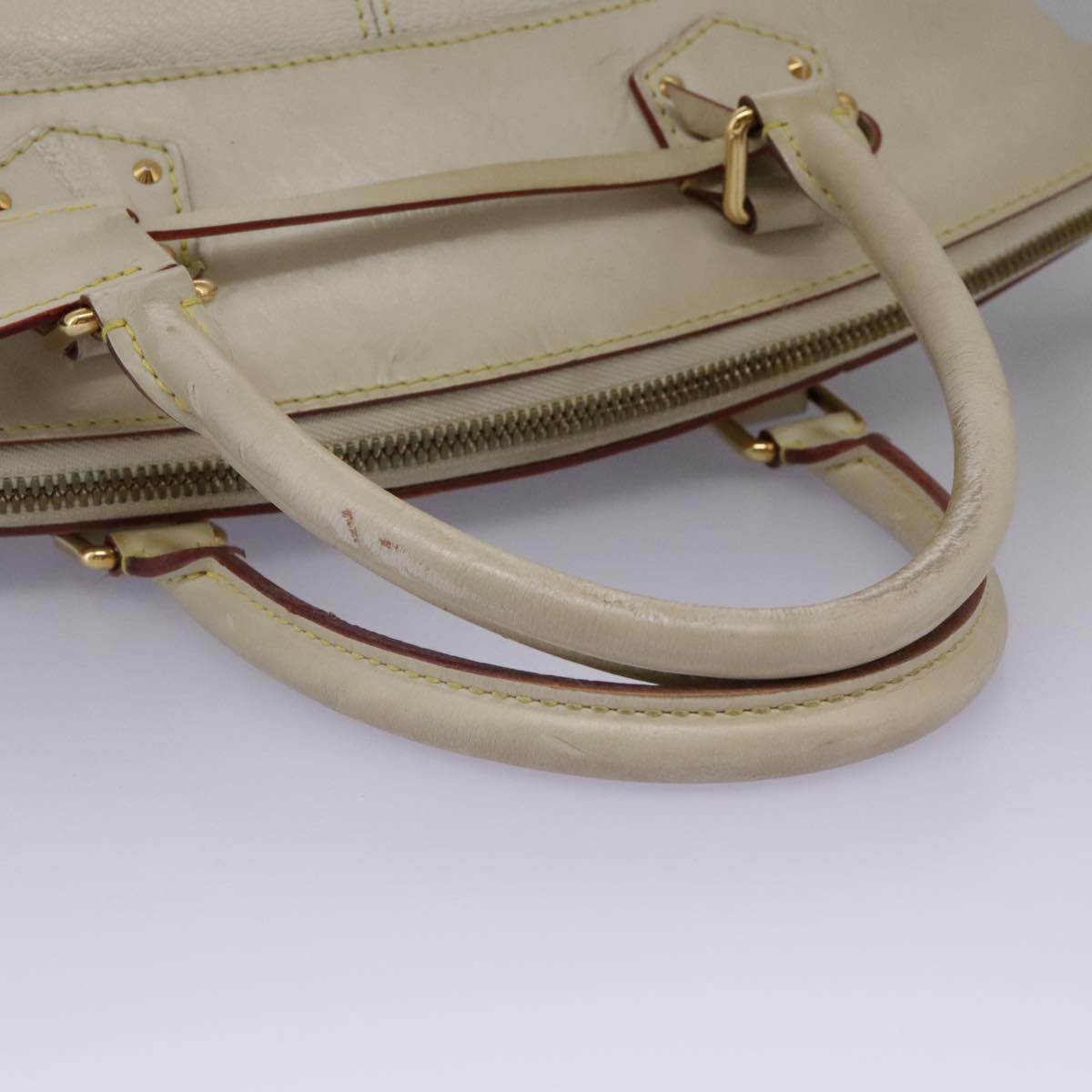 LOUIS VUITTON Suhari Lockit Hand Bag Leather White M91874 LV Auth 98231