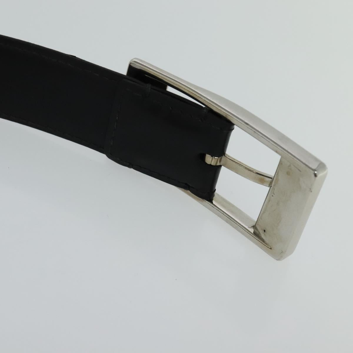 LOUIS VUITTON Belt Leather 29.9""""""""-34.3"""""""" Black Silver M9831 LV Auth 98233