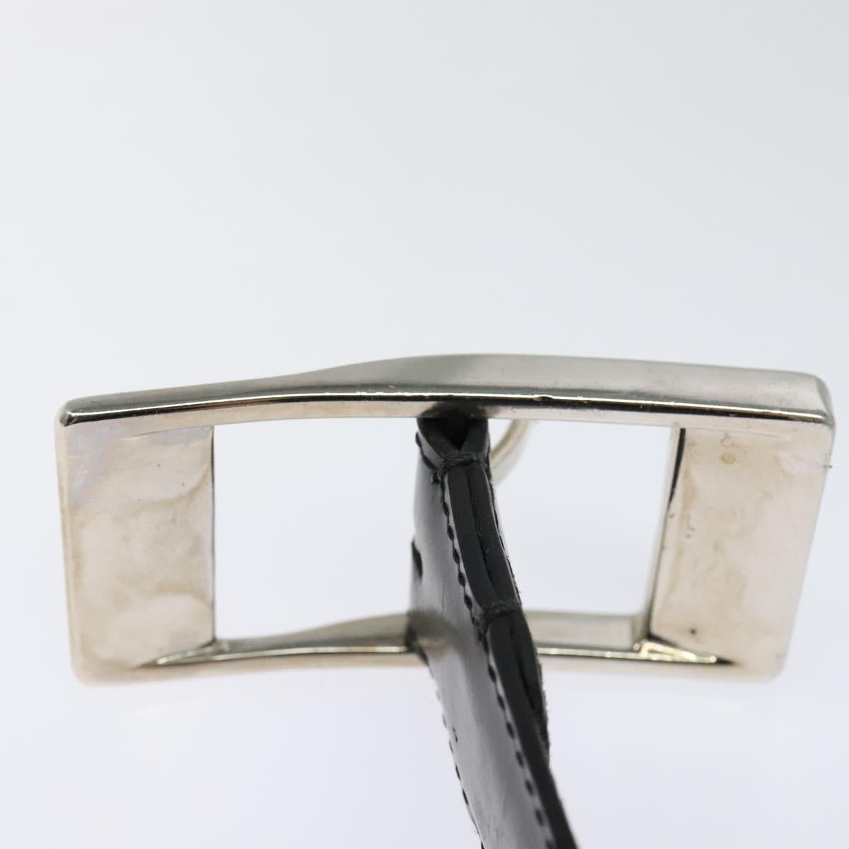 LOUIS VUITTON Belt Leather 29.9""""""""-34.3"""""""" Black Silver M9831 LV Auth 98233