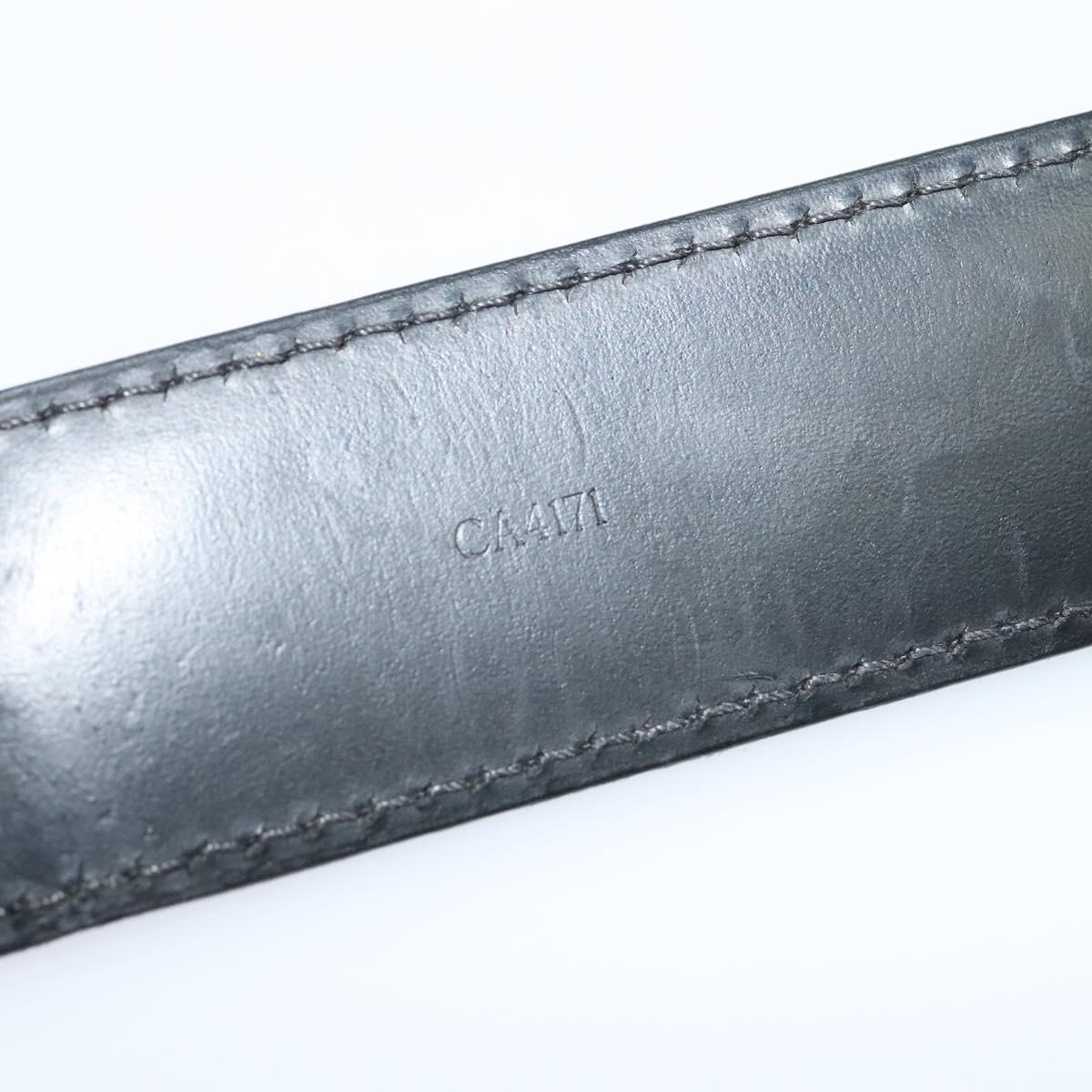LOUIS VUITTON Belt Leather 29.9""""""""-34.3"""""""" Black Silver M9831 LV Auth 98233