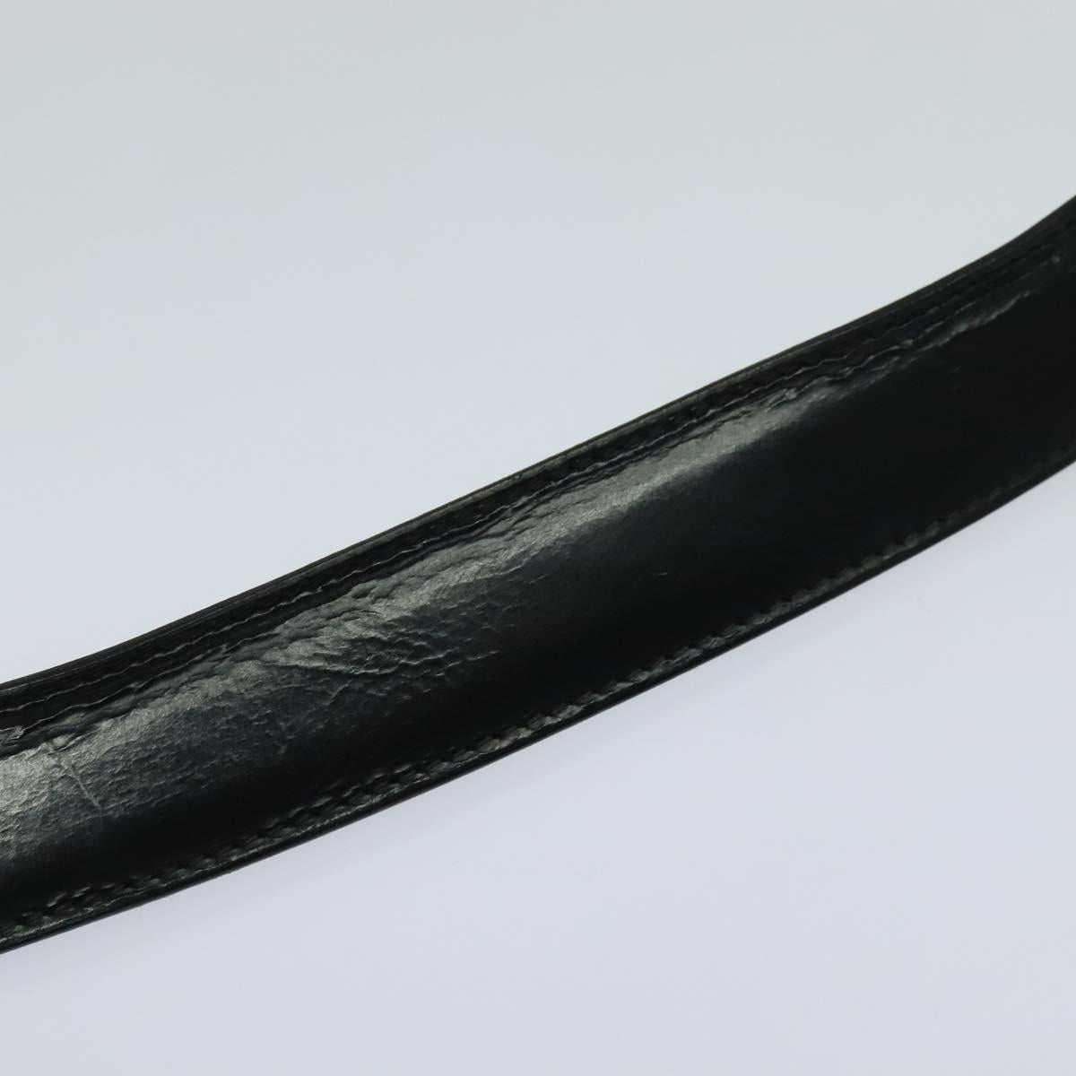 LOUIS VUITTON Belt Leather 29.9""""""""-34.3"""""""" Black Silver M9831 LV Auth 98233