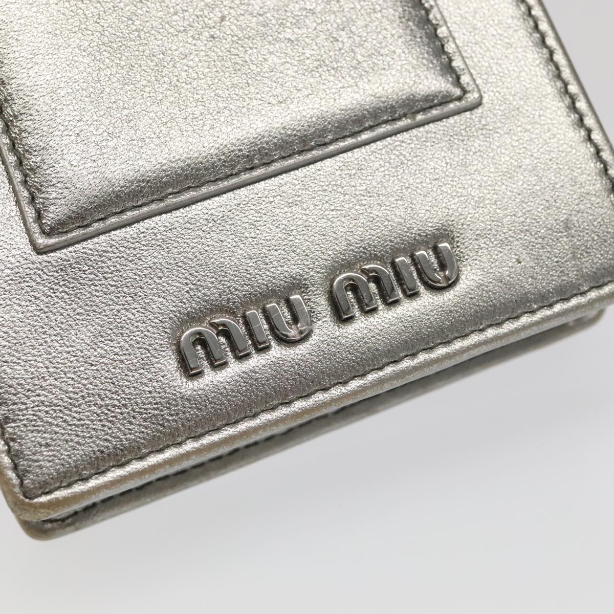 Miu Miu Matelasse Chain Shoulder Bag Leather Silver Auth 98282