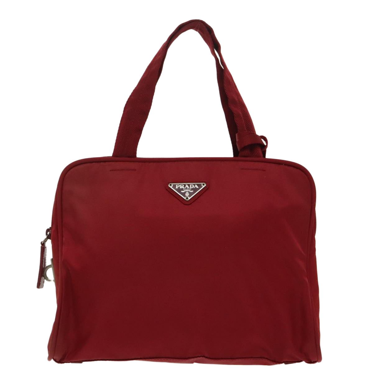 PRADA Hand Bag Nylon Red Silver Auth 98359