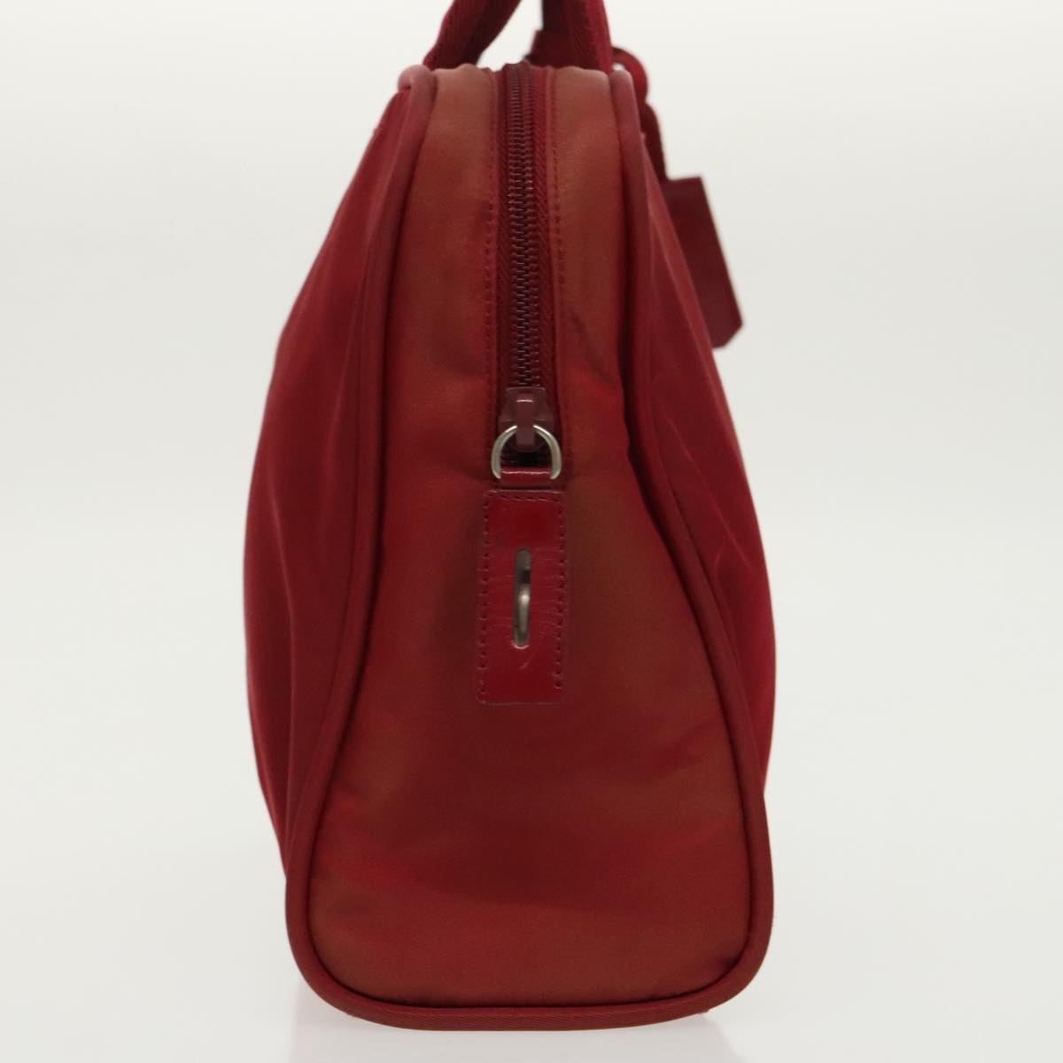 PRADA Hand Bag Nylon Red Silver Auth 98359