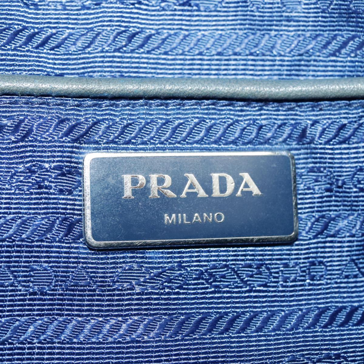 PRADA Hand Bag Nylon 2way Blue Silver Auth 98360