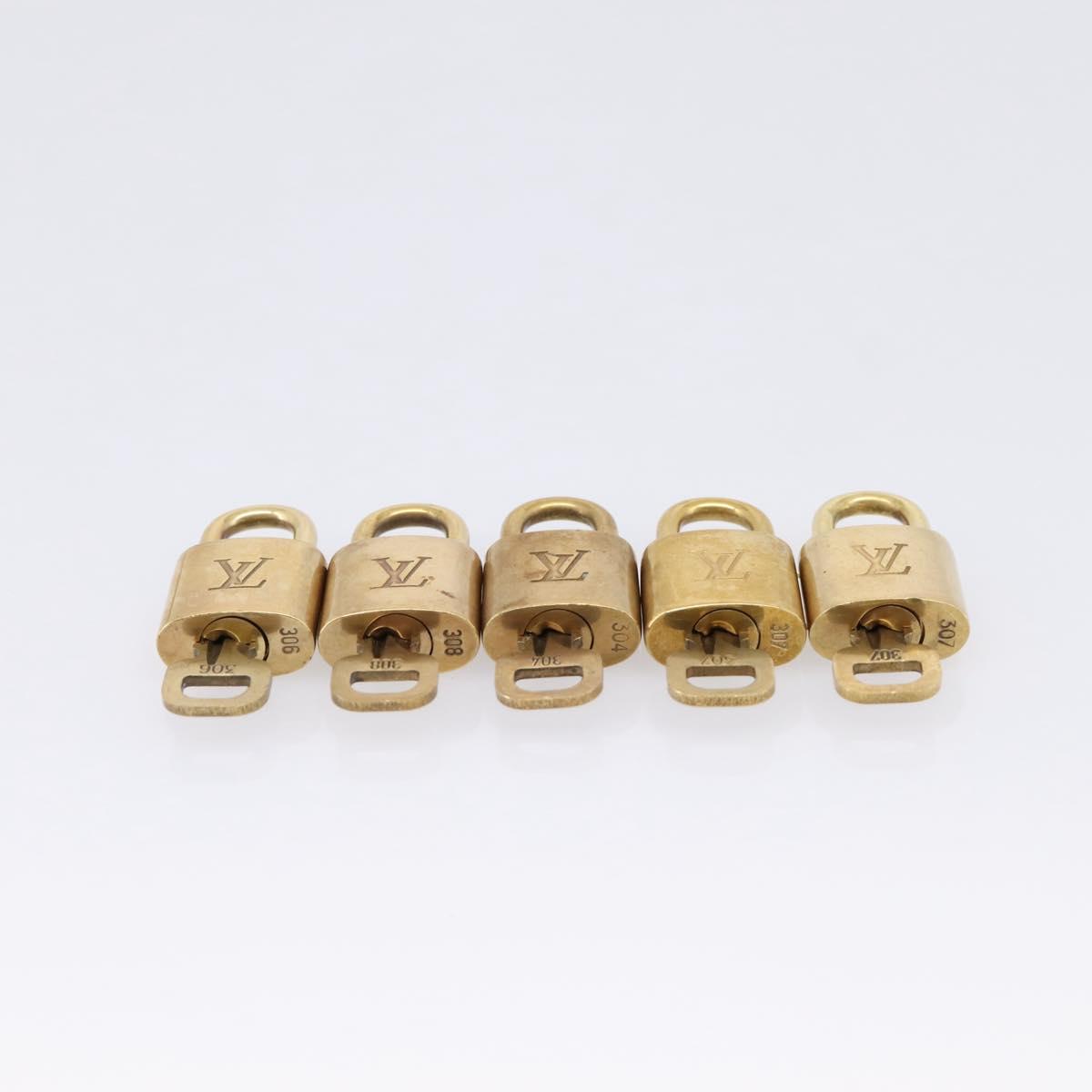 LOUIS VUITTON Padlock Metal 20 Set Gold Tone LV Auth 98462