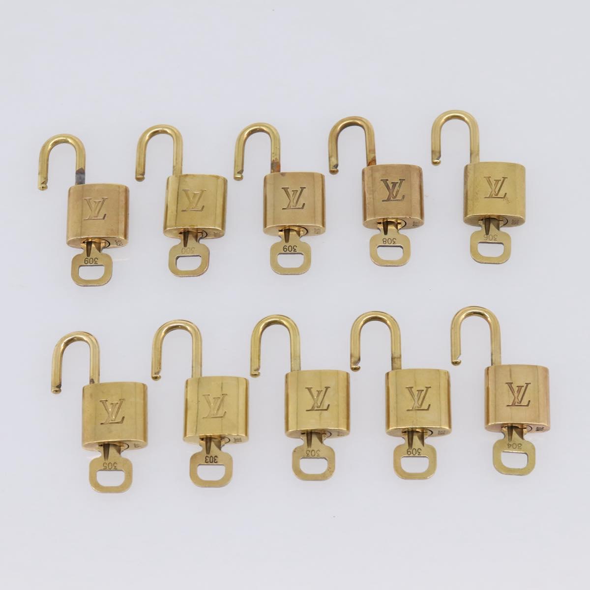 LOUIS VUITTON Padlock Metal 20 Set Gold Tone LV Auth 98462