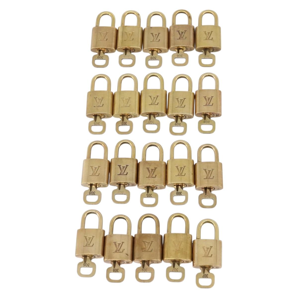 LOUIS VUITTON Padlock Metal 20 Set Gold Tone LV Auth 98462