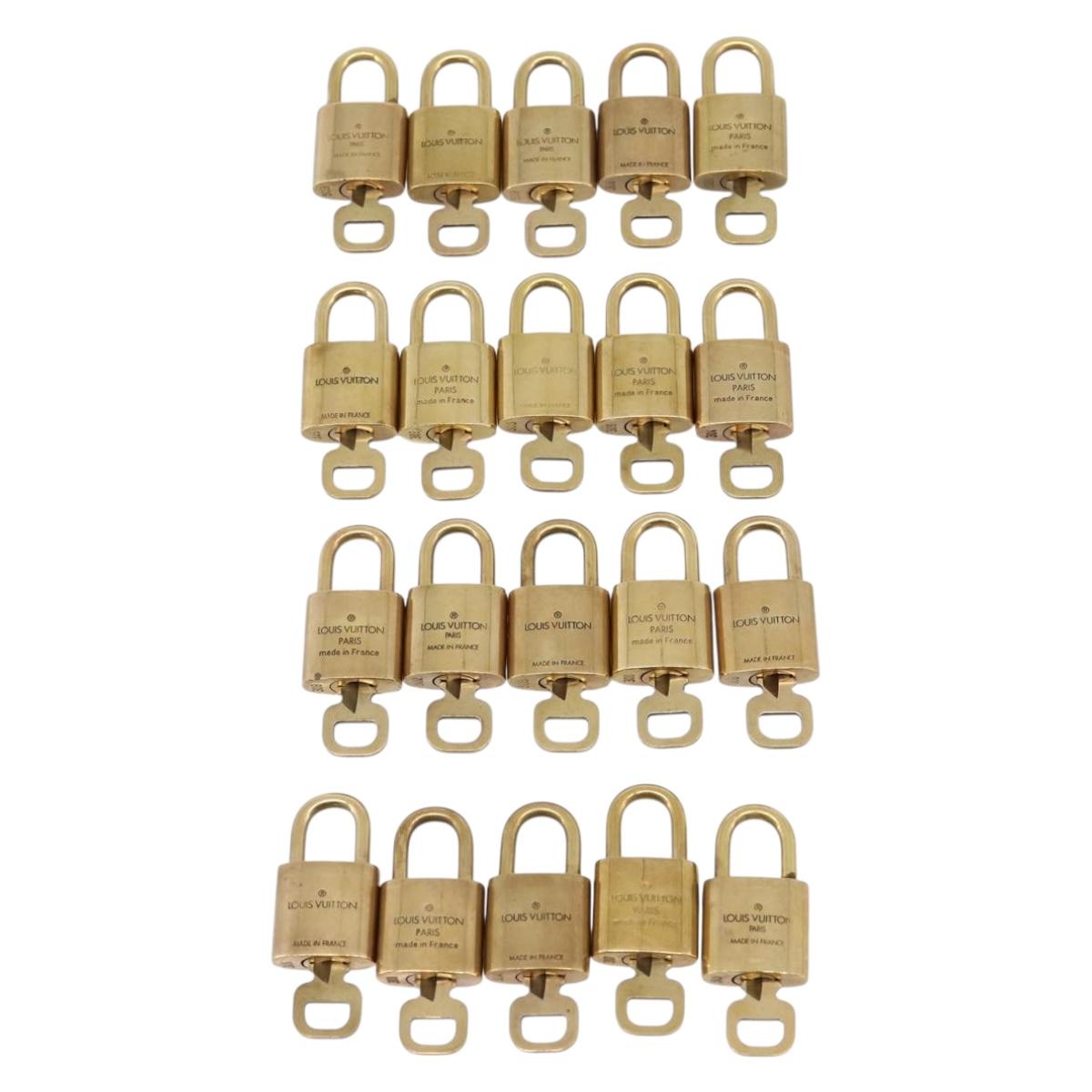 LOUIS VUITTON Padlock Metal 20 Set Gold Tone LV Auth 98462
