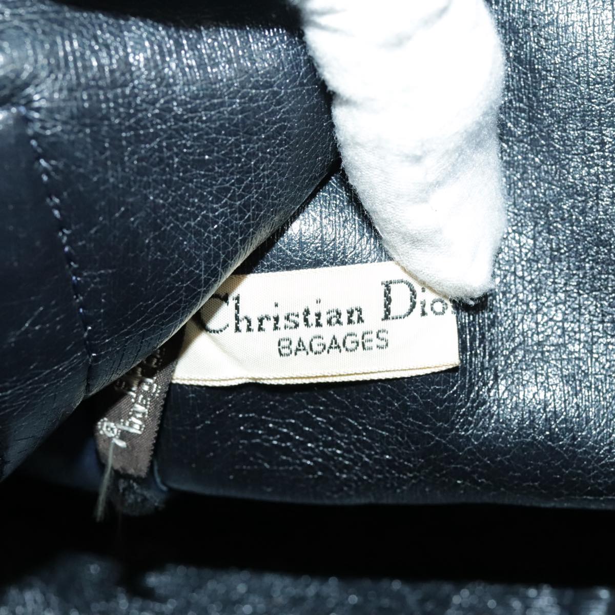 Christian Dior Trotter Canvas Boston Bag Boston Bag Navy Silver Auth 98470