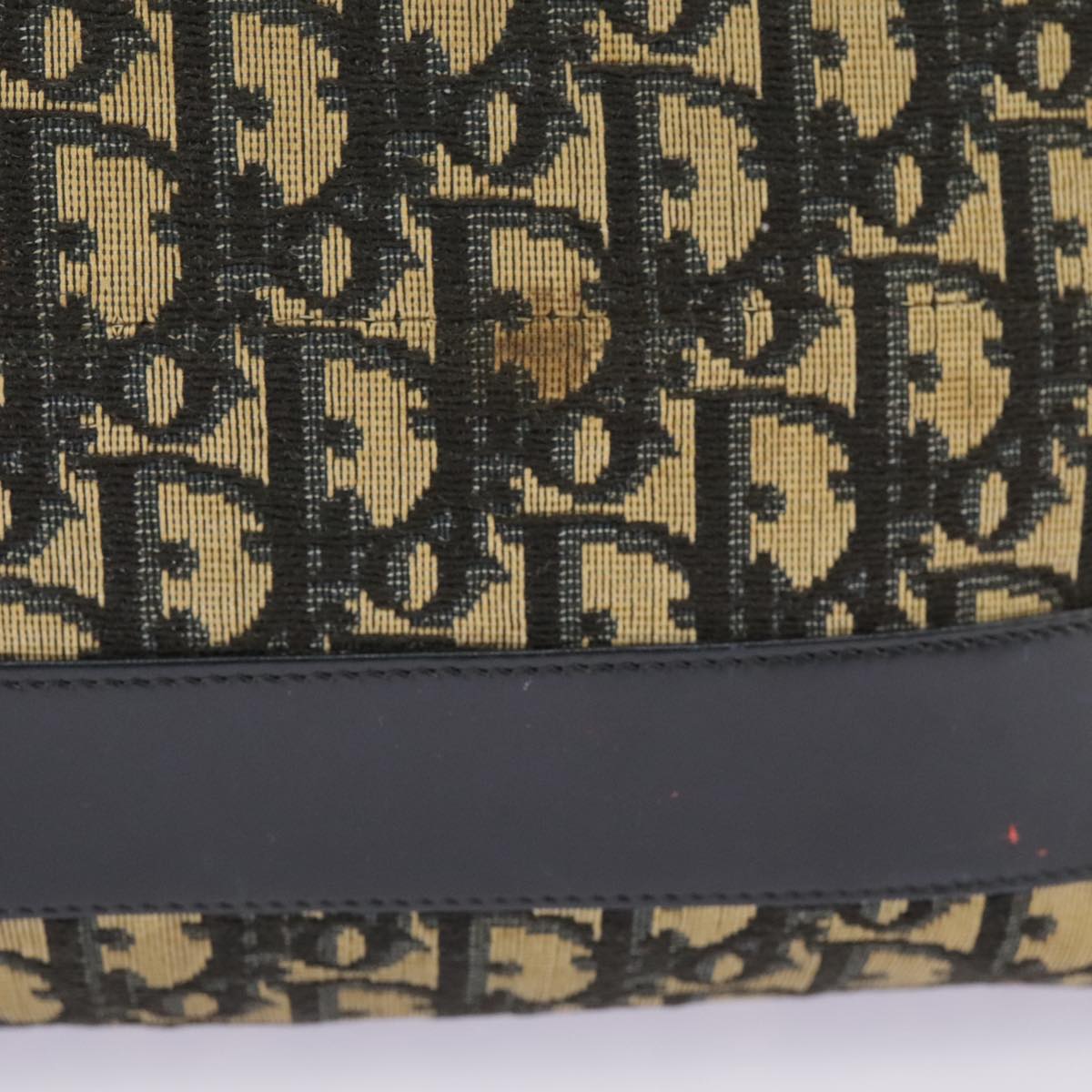 Christian Dior Trotter Canvas Shoulder Bag Navy Gold Auth 98475