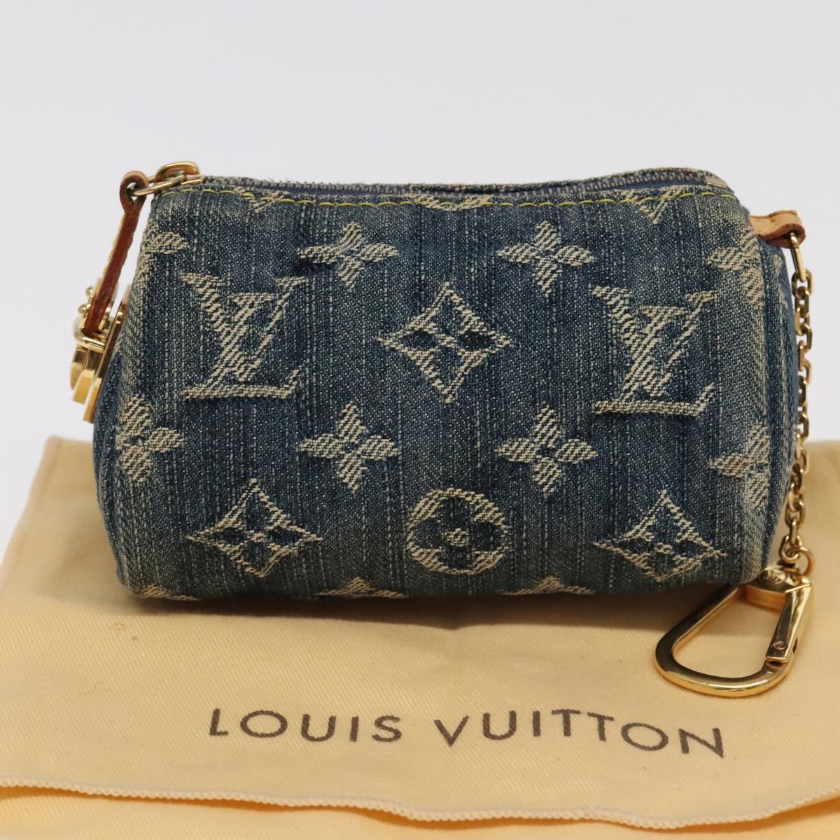 LOUIS VUITTON Monogram Denim Trousse Speedy Pouch Blue M95082 LV Auth 98559