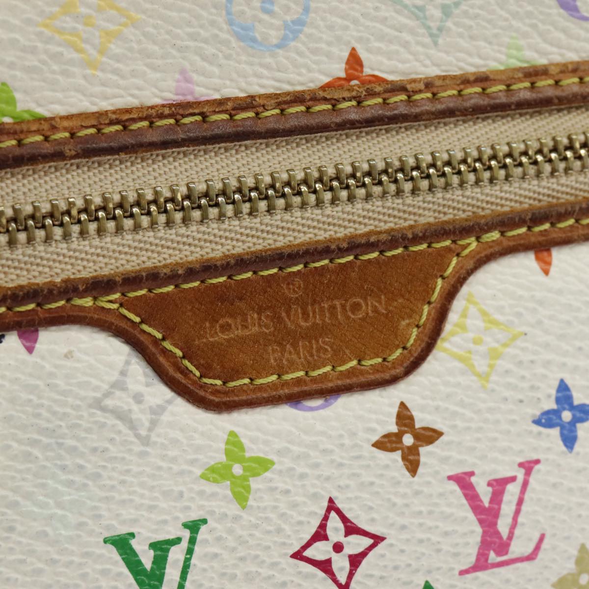 LOUIS VUITTON Monogram Multicolor Pochette MM Pouch White M60028 LV Auth 98588