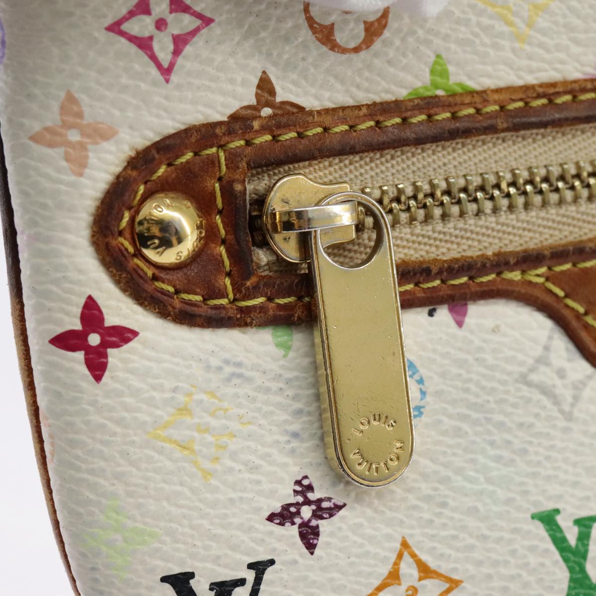 LOUIS VUITTON Monogram Multicolor Pochette MM Pouch White M60028 LV Auth 98588